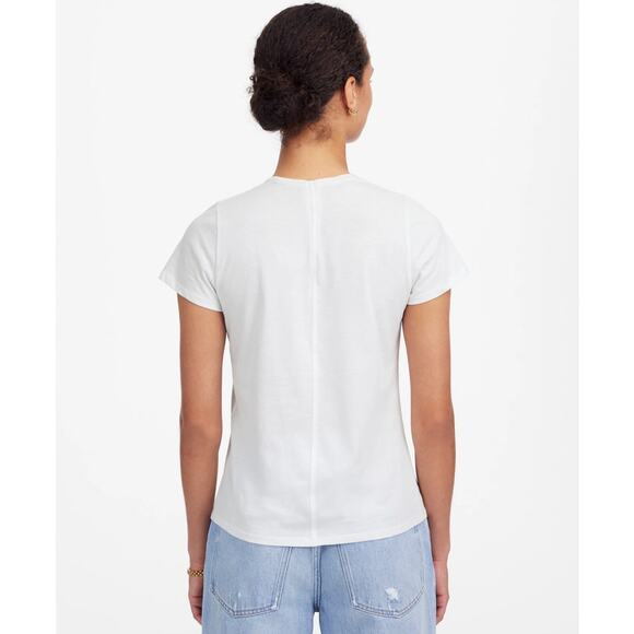 Madewell Essential Slim Tee WMNS S White Lightweight Cotton Stretch Short Sleeve - Picture 2 of 7